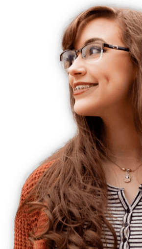 girl with braces and glasses smiling